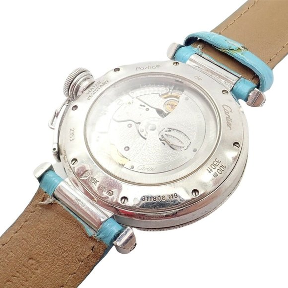 Authentic! Cartier 18k White Gold Pasha Pink Dial Miami Diamond Automatic Watch - Picture 10 of 12